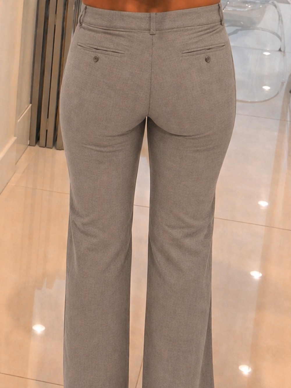 Express Editor Pants Women 2L Brown/Taupe Bootcut Work Trouser Y2K Office
